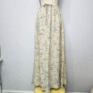 Cream and blue floral maxi skirt